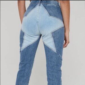 REVICE High Rise Two-Tone Star Jeans